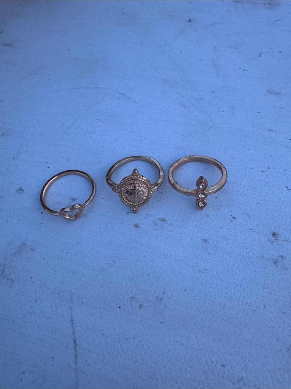 Three-Piece Rose Gold Tone Stacking Ring Set
